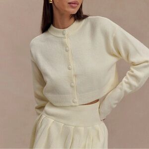 Meshki Shelby Knit Cardigan - Ivory Marle